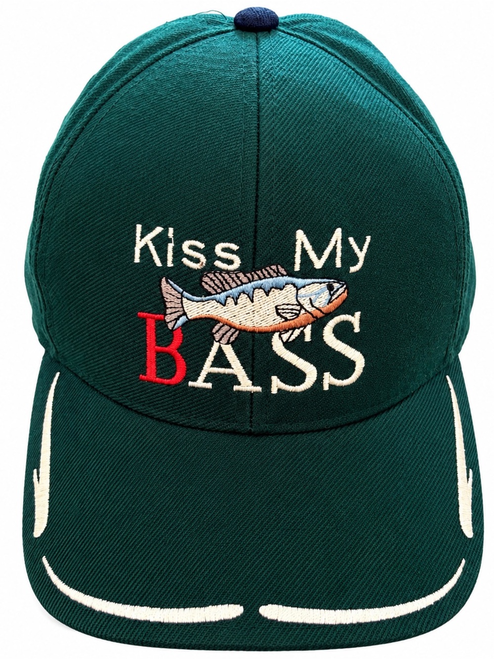 Vintage D.H. Daicho Kiss My Bass Fishing Hat Green Bass Fish Wool Blend Cap